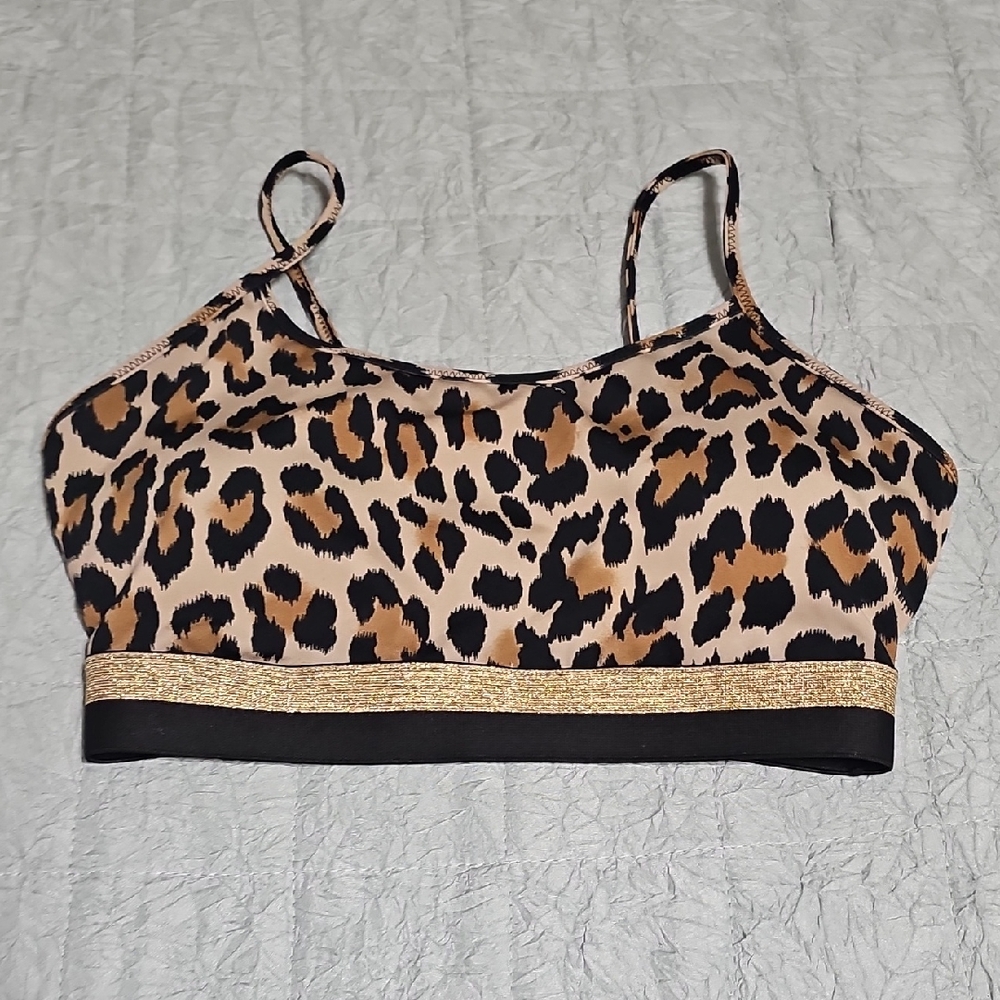kate spade Leopard Print Bralette with Black Band
